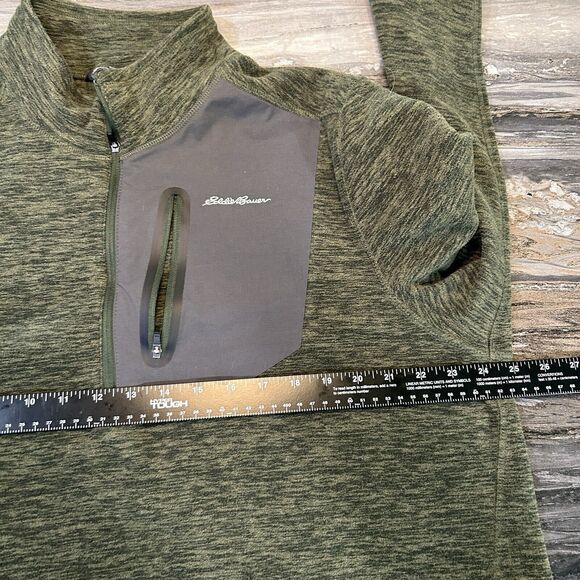 Eddie Bauer Mens Sweater Large Pullover Sweater Pockets Zip Pocket Green - Picture 4 of 9